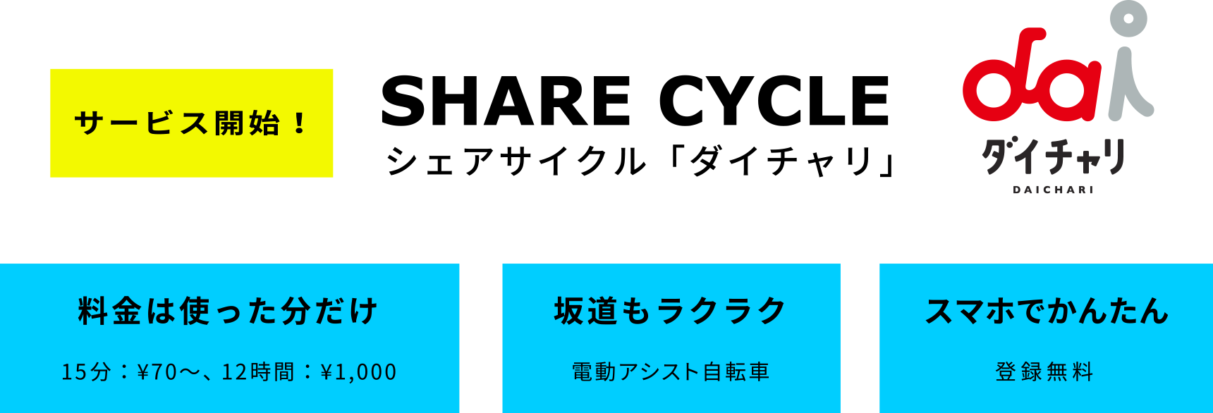 シェアサイクル「ダイチャリ」